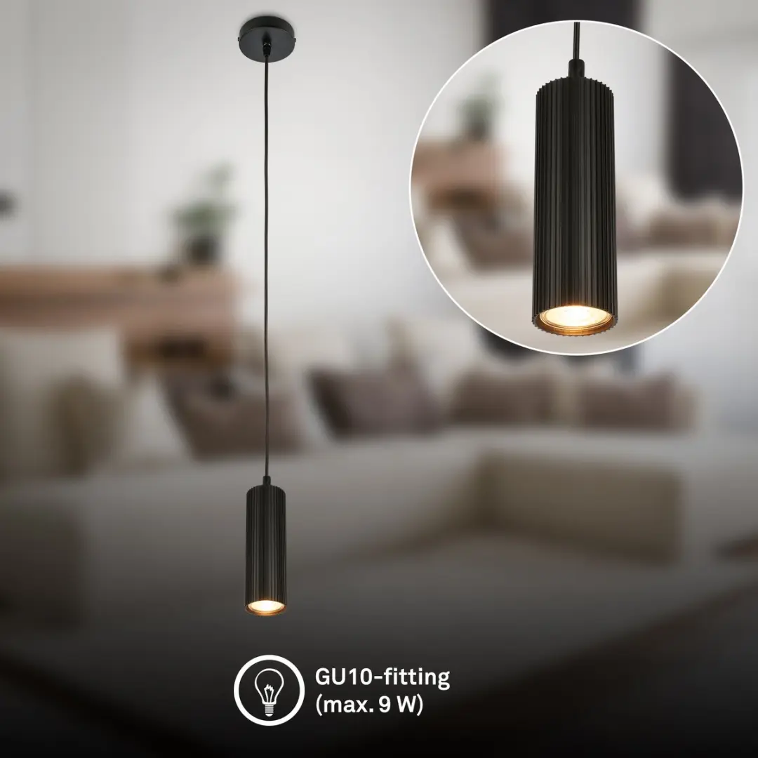 Briloner Ida Hanglamp - Zwart - 1x GU10