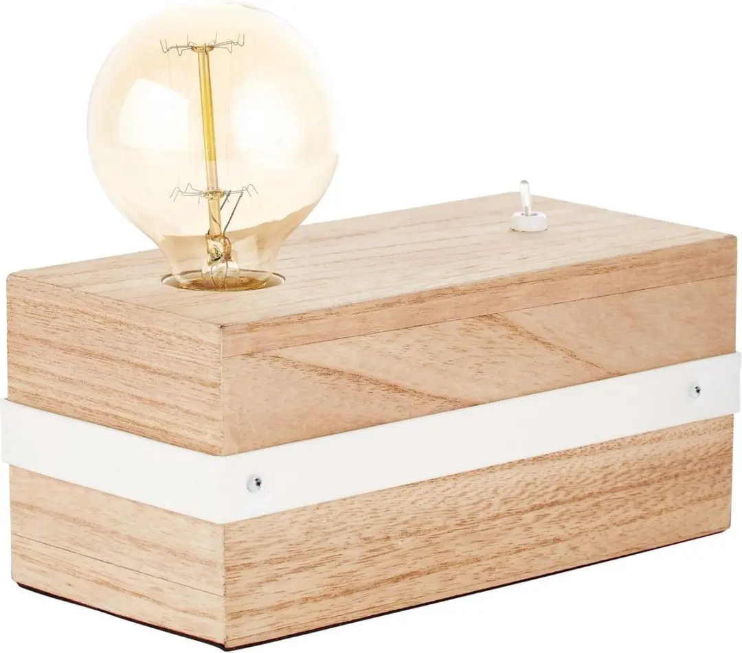 Brilliant Whitewood Tafellamp 1-lichts - 30W - Wit/Naturel - afbeelding 6 van 6