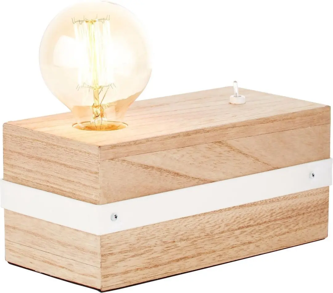 Brilliant Whitewood Tafellamp 1-lichts - 30W - Wit/Naturel