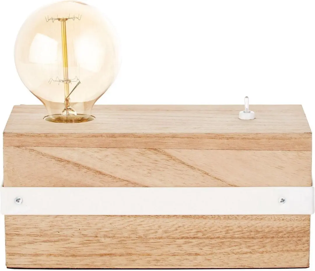 Brilliant Whitewood Tafellamp 1-lichts - 30W - Wit/Naturel
