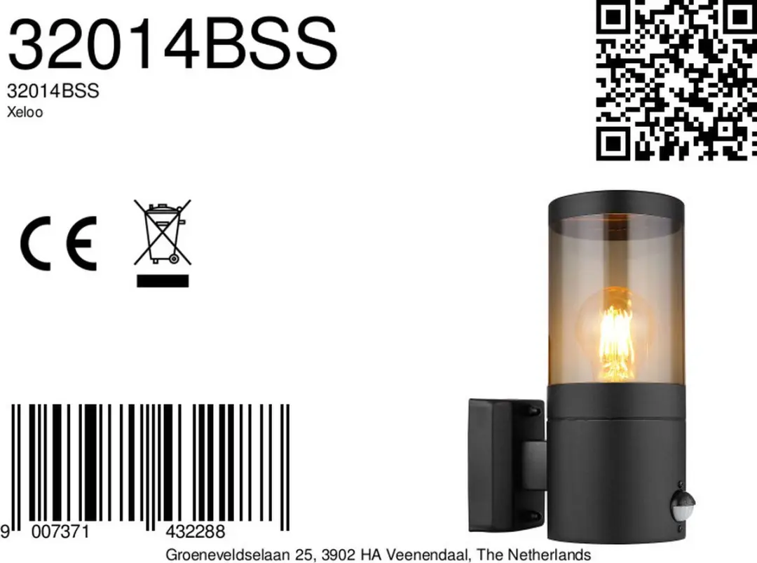 Globo Xeloo Wandlamp 32014BSS - Zwart