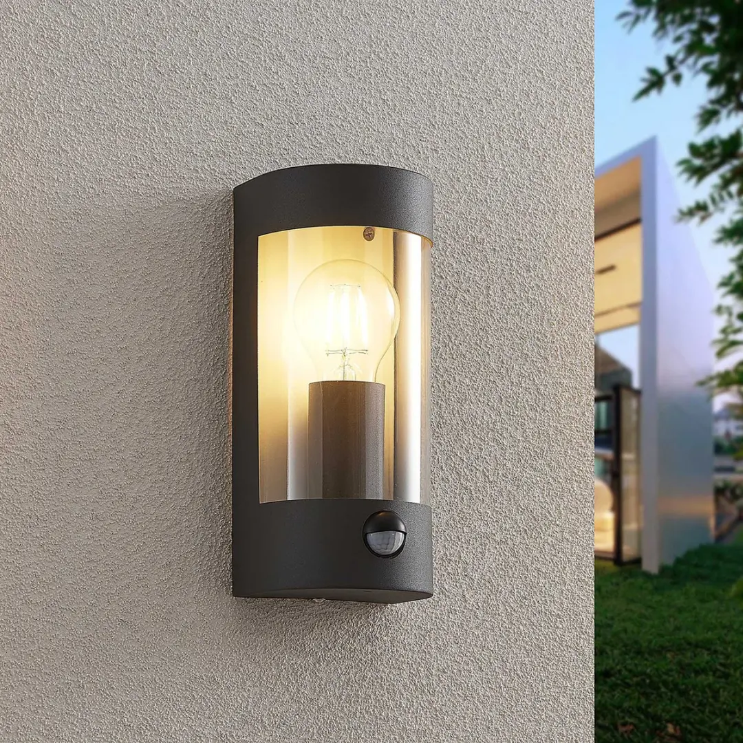Lindby Wandlamp Buiten 1 Licht E27 - Antraciet/Heldere Glas