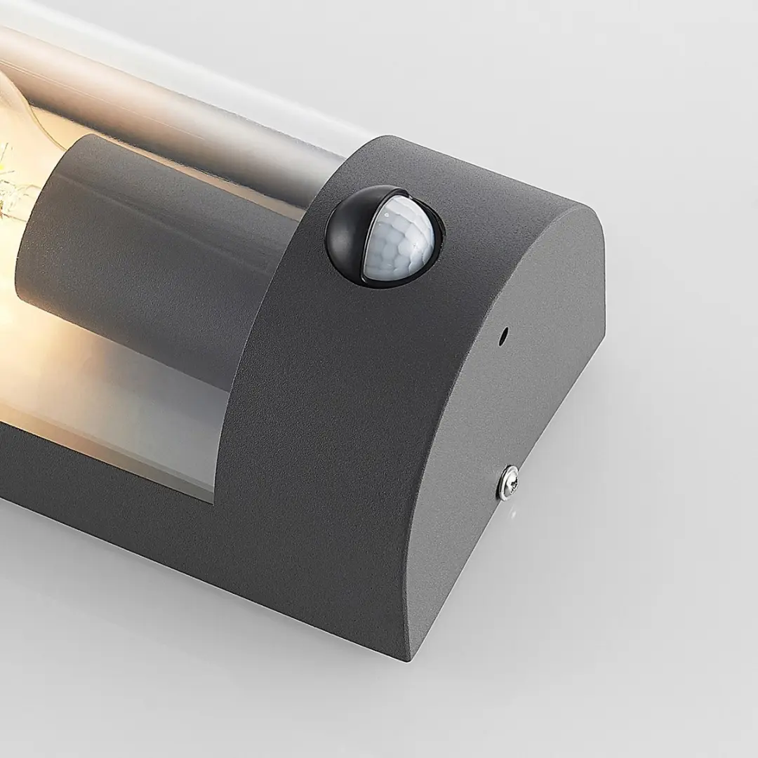 Lindby Wandlamp Buiten 1 Licht E27 - Antraciet/Heldere Glas