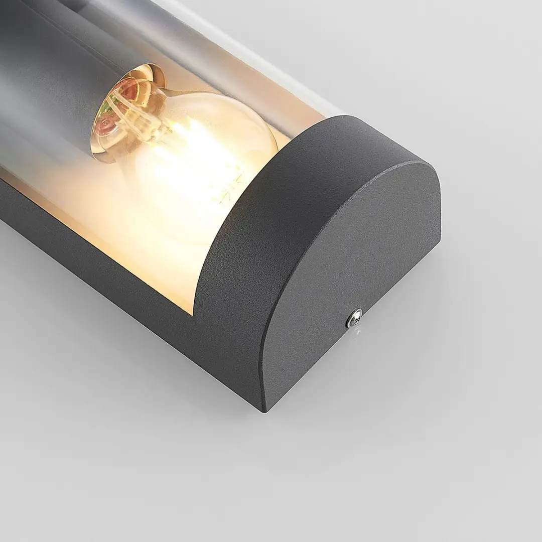 Lindby Wandlamp Buiten 1 Licht E27 - Antraciet/Heldere Glas