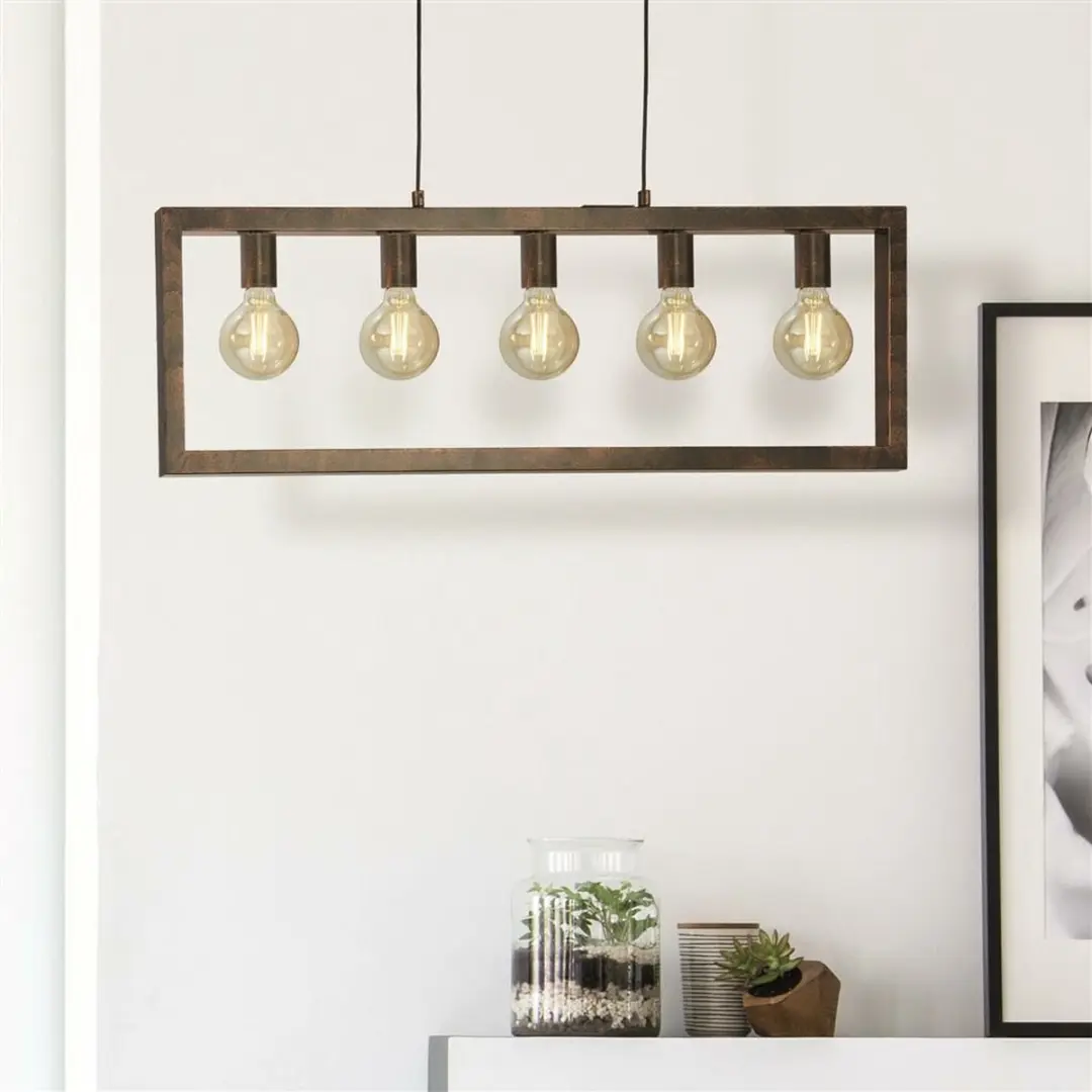 Searchlight Oblong Hanglamp 1 Lichtpunt - Rustiek Bruin