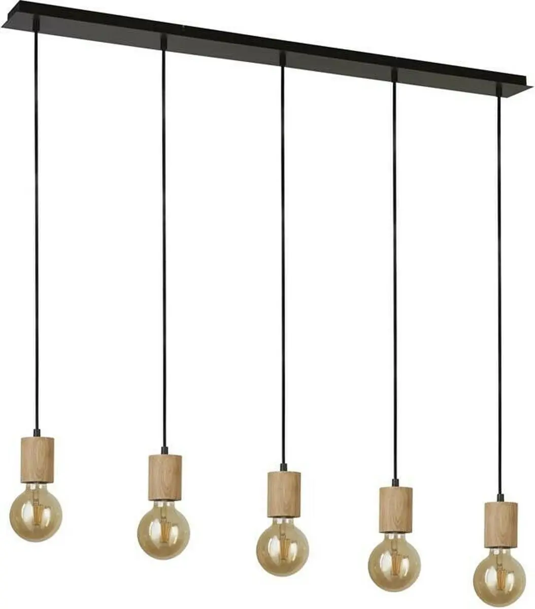 Searchlight Houten Plafondlamp Spinny 5-lichts 50212-5NA - Zwart Bruin