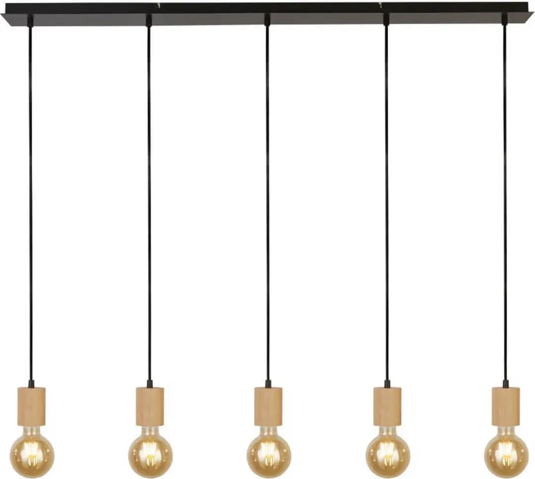 Searchlight Houten Plafondlamp Spinny 5-lichts 50212-5NA - Zwart Bruin
