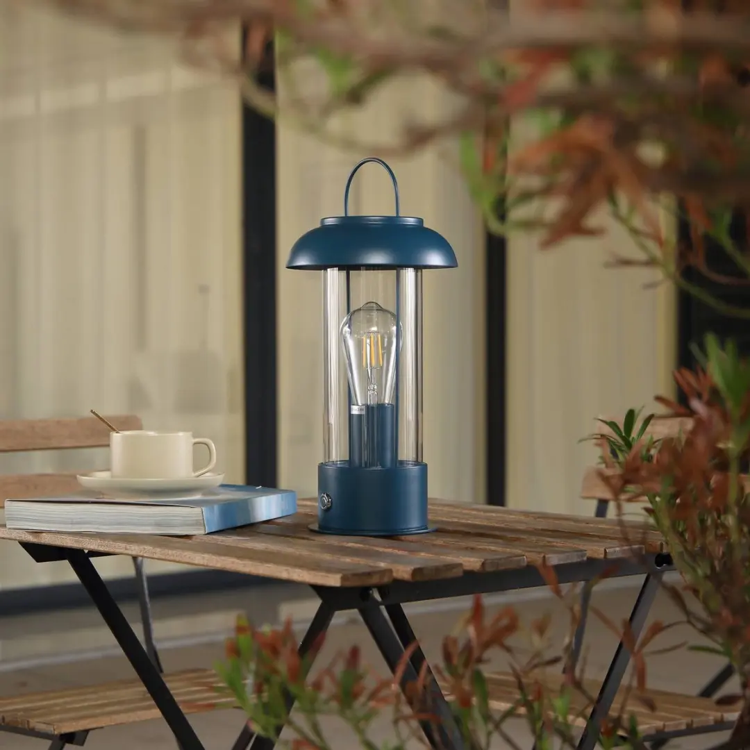Lindby Terraslamp Blauw Glas 36cm E27