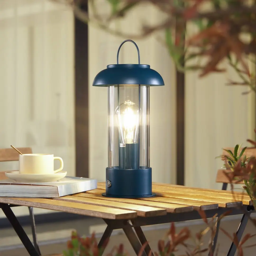 Lindby Terraslamp Blauw Glas 36cm E27