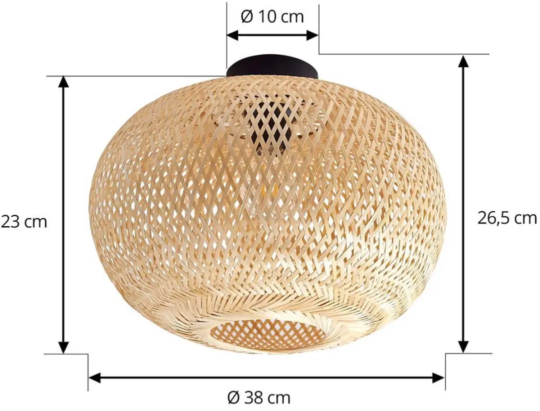 Lindby Plafondlamp Bamboe 1 Licht - Ø38cm
