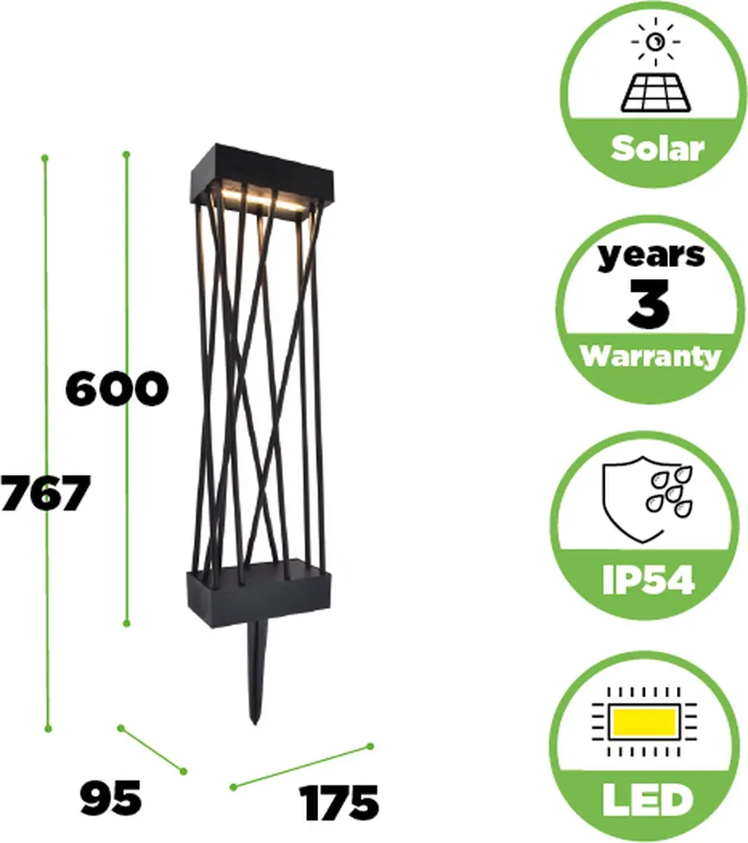 Lutec Spido LED Solar Tuinpaal - 900 Lm Mat Zwart
