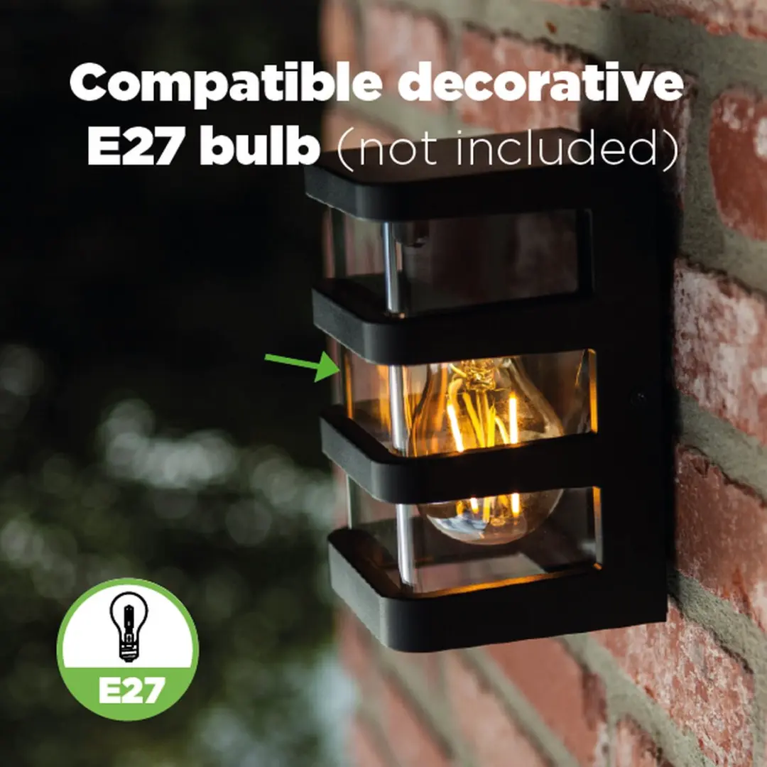 LUTEC Dalton Wandlamp E27 Mat Zwart - Buiten IP44