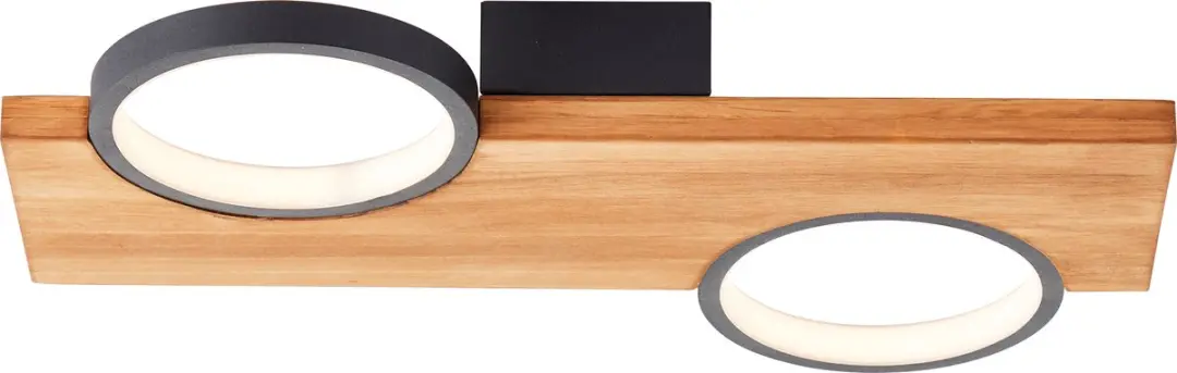 Brilliant Cheesy LED Plafondlamp 14W - 40x25cm Mat Zwart/Houtbruin - afbeelding 6 van 6