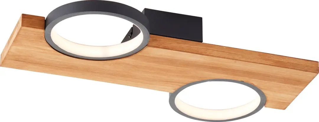 Brilliant Cheesy LED Plafondlamp 14W - 40x25cm Mat Zwart/Houtbruin