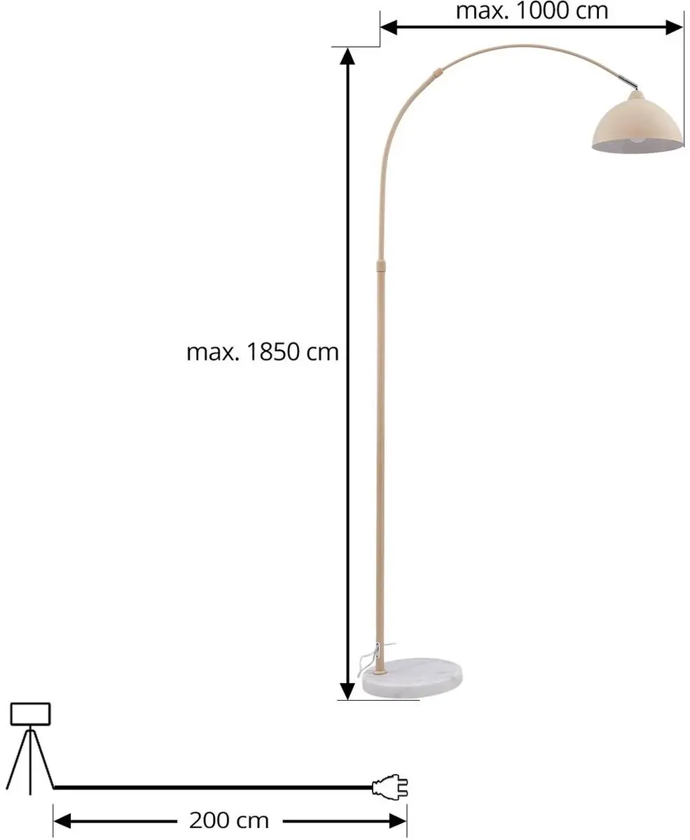 Lindby Vloerlamp IJzer Marmer 180cm - E27 - Beige/Wit