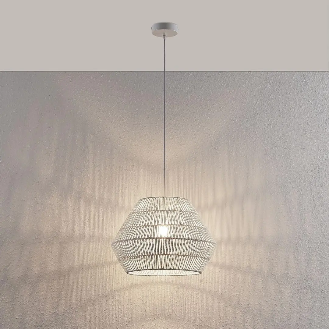 Lindby Hanglamp 1 Licht Papier Metaal E27 Wit - afbeelding 6 van 6