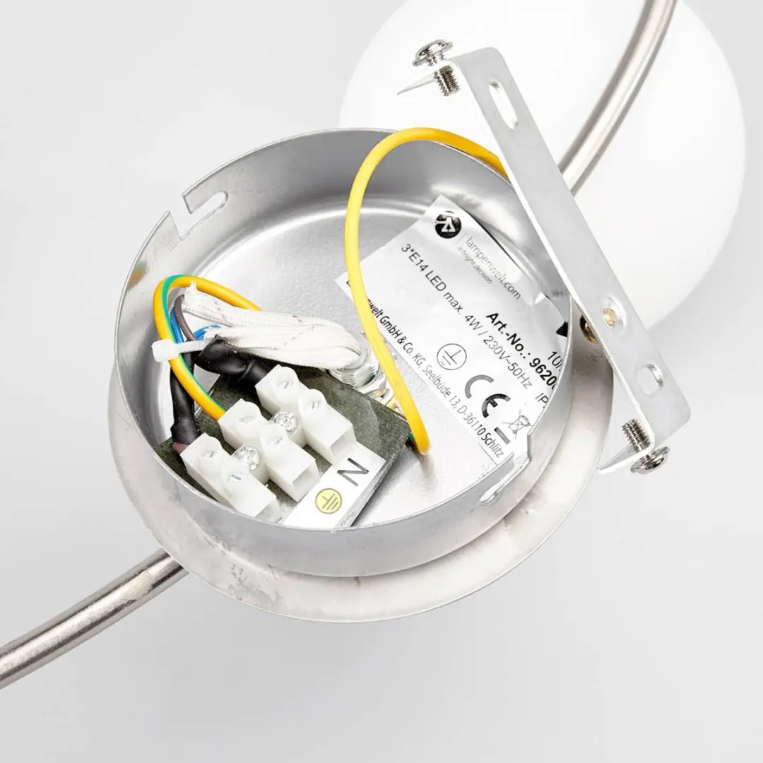 Lindby Plafondlamp 3-Lichts Metaal Glas - Mat Nikkel/Opaalwit