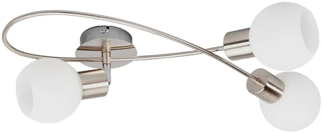 Lindby Plafondlamp 3-Lichts Metaal Glas - Mat Nikkel/Opaalwit