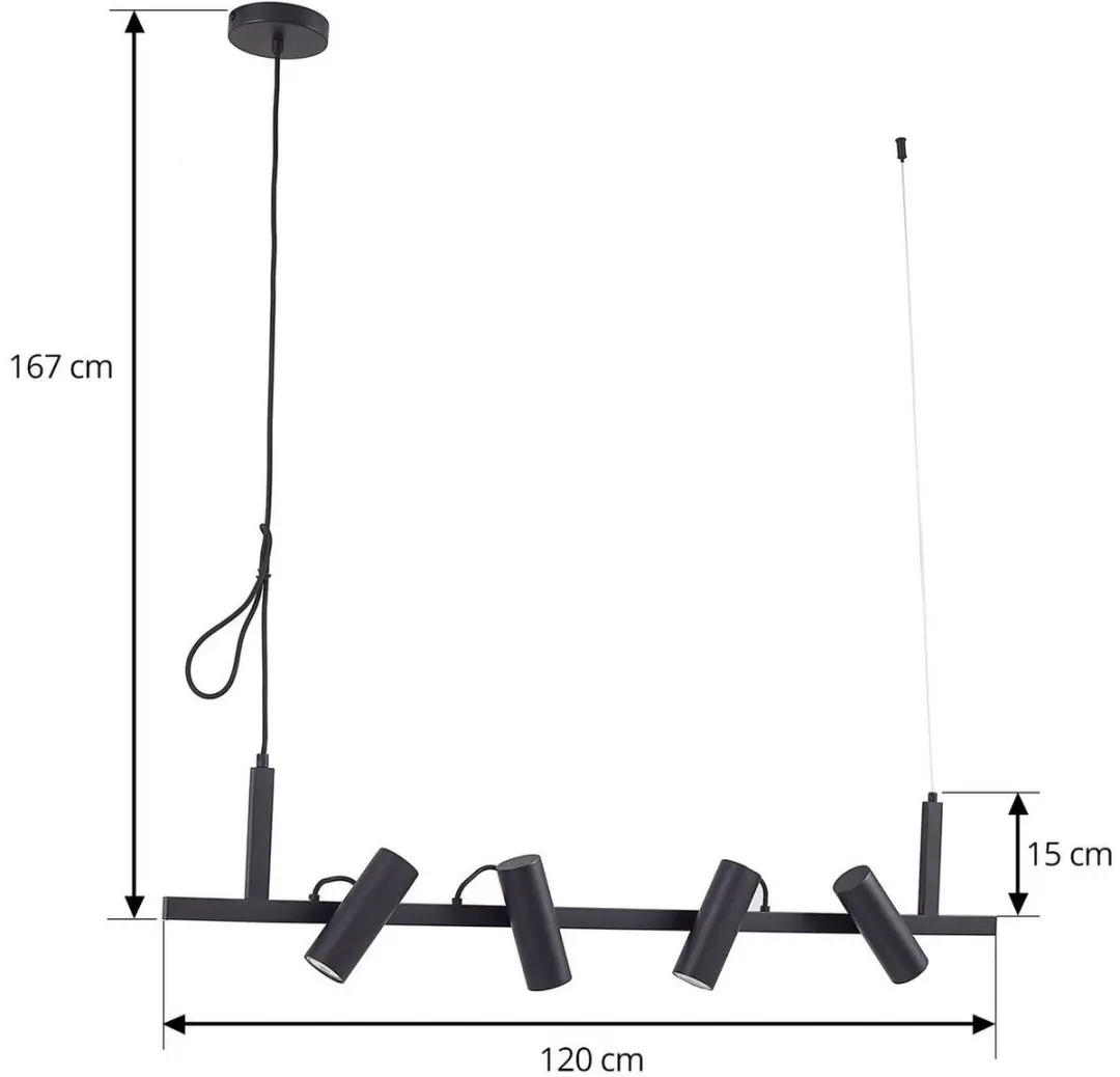 Lucande Hanglamp 4-Lichts Metaal GU10