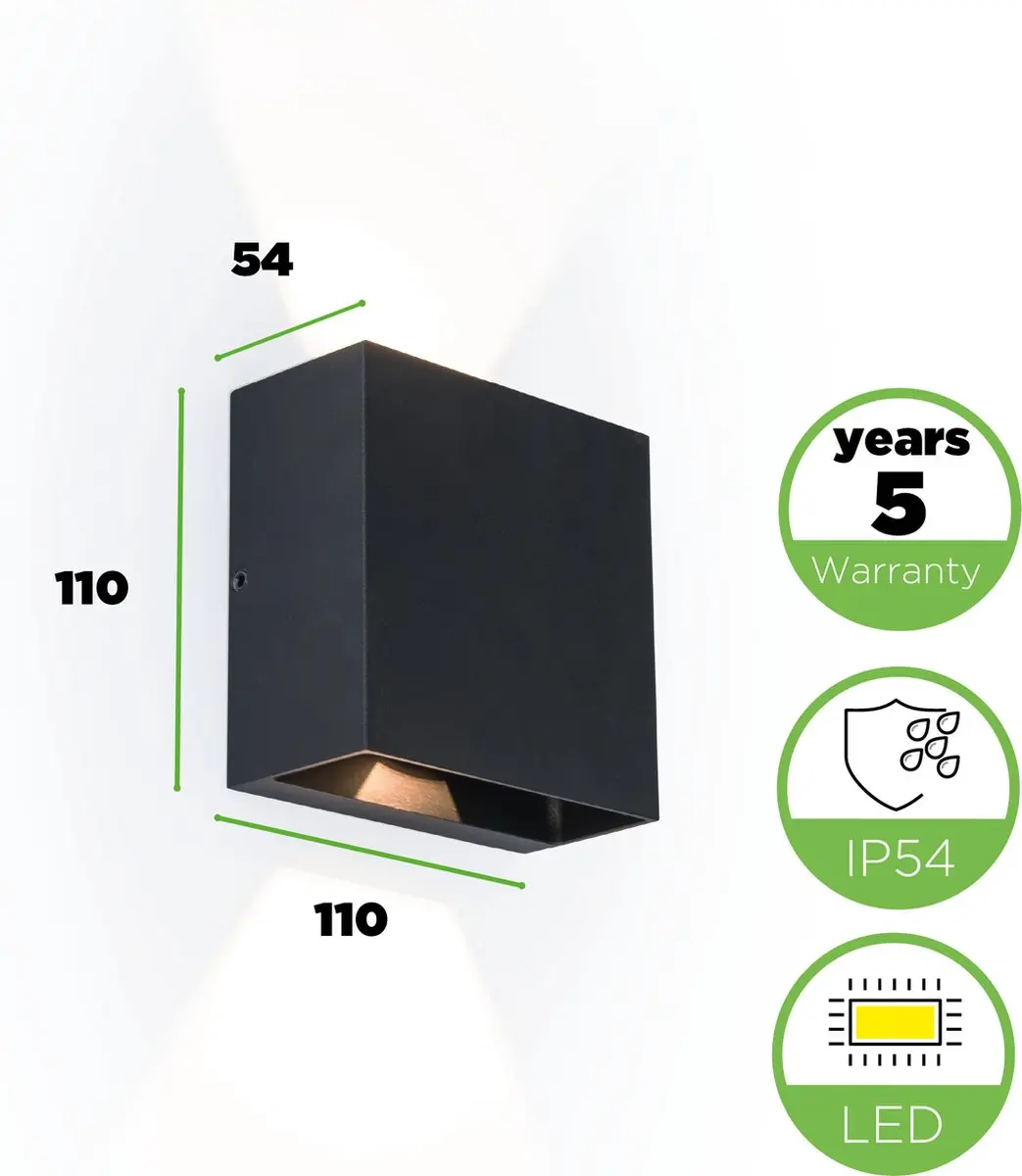 Lutec Gemini Beams LED Wandlamp 400Lm - 3000K - IP54 - Mat Zwart