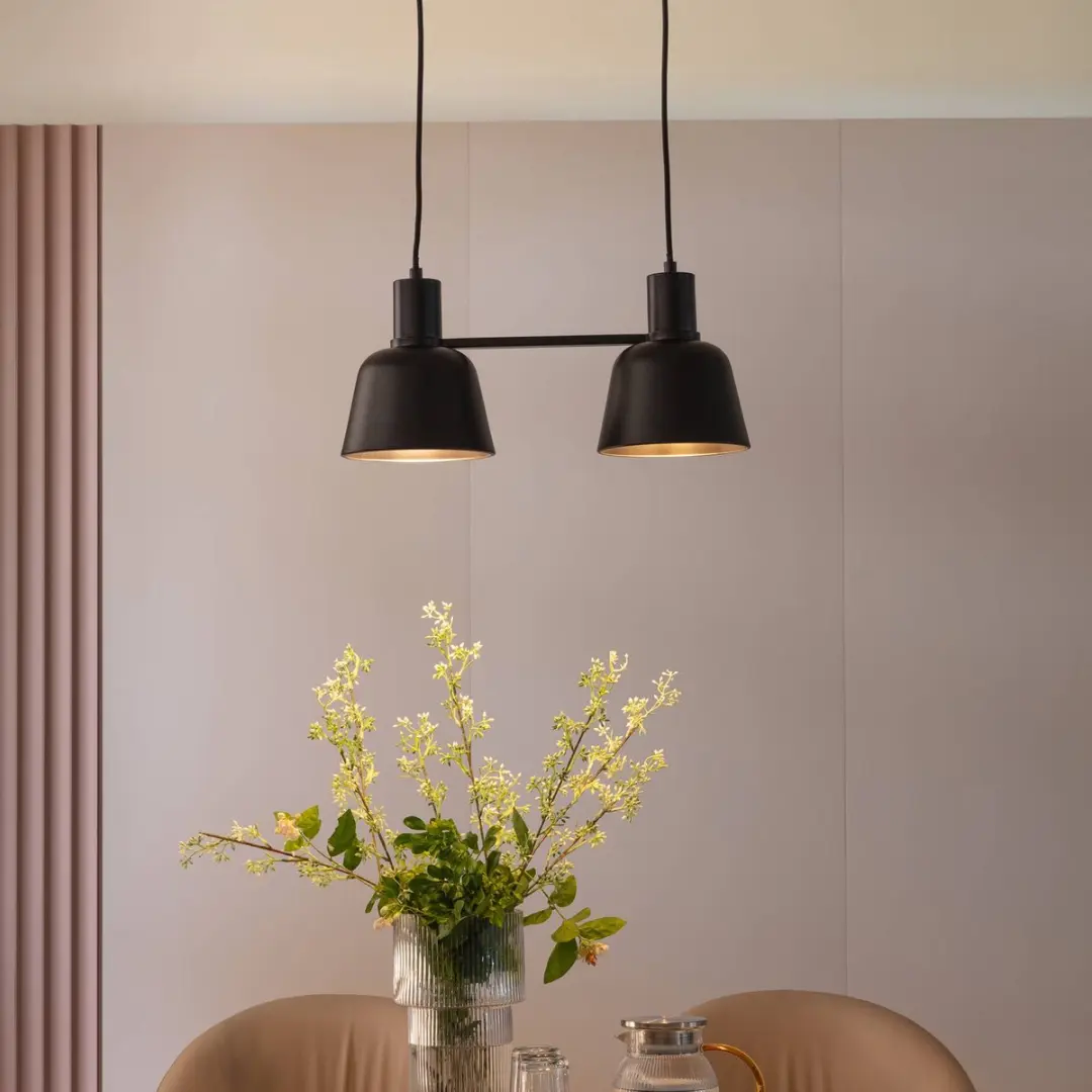 Lucande Hanglamp 2-lichts E27 - Mat zwart