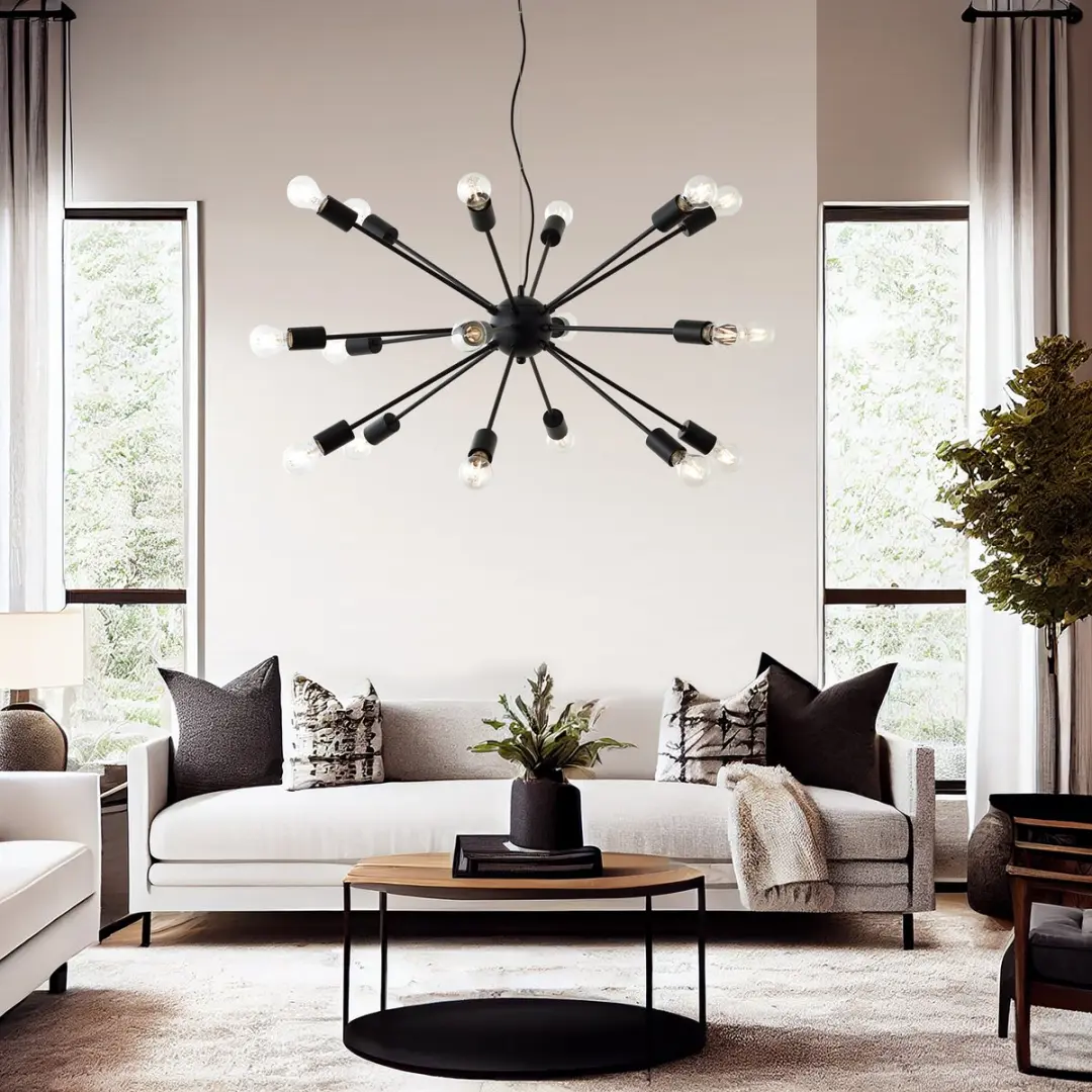 Brilliant Dree Hanglamp 90cm - 18x E27 - Mat Zwart