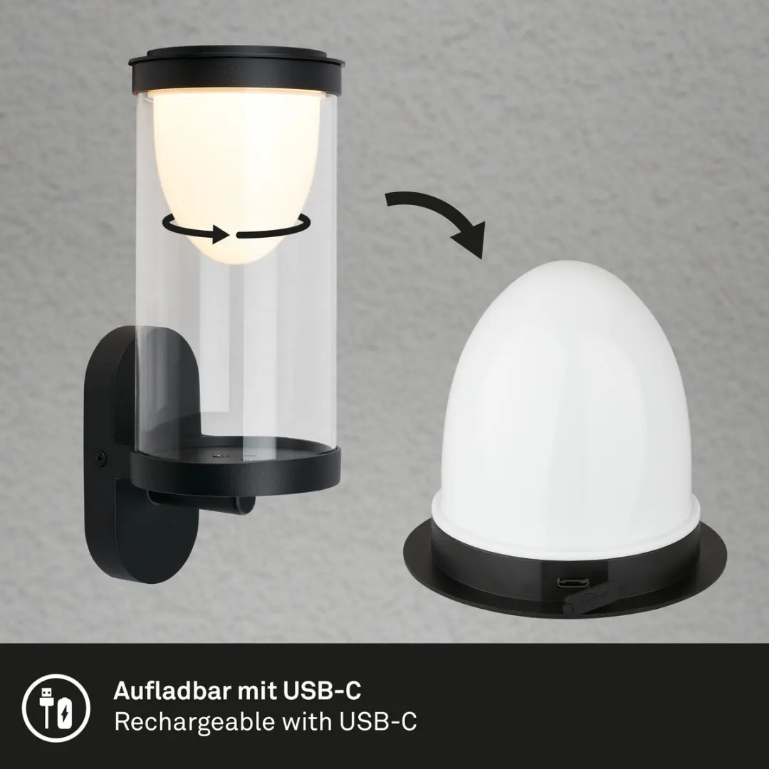 Briloner LED Akku Wandlamp Touch - Verwisselbare batterij - Zwart