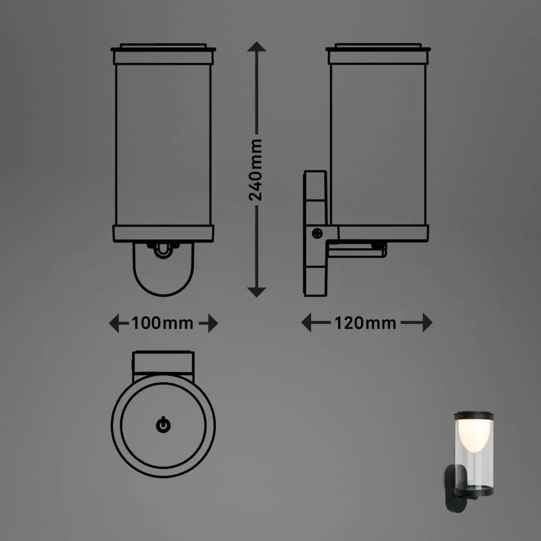 Briloner LED Akku Wandlamp Touch - Verwisselbare batterij - Zwart - afbeelding 6 van 6