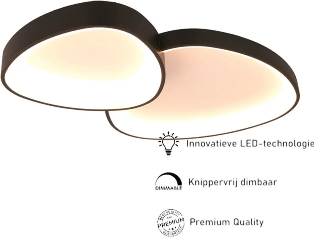 Freelight Organico Plafondlamp 58cm - 2 Lichtpunten - Zwart