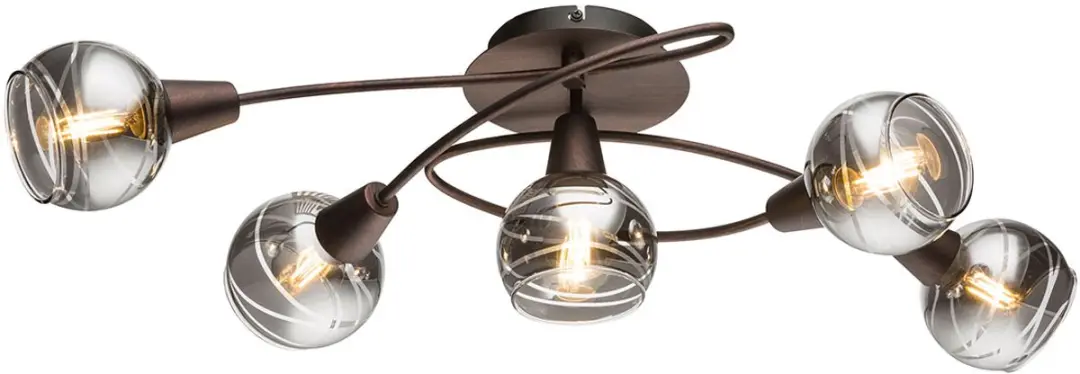 Globo Isla Plafondlamp Brons - 5x E14 - Ø37cm