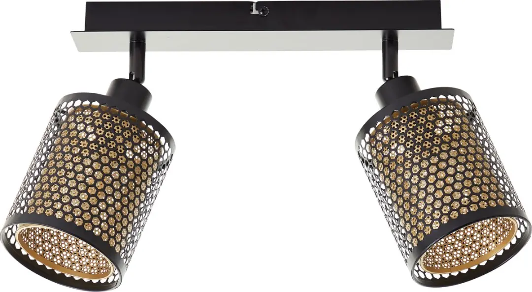 Brilliant Cheval Spotbalk 2-vlammig 2x D45/E14 28W - Zwart/Goud