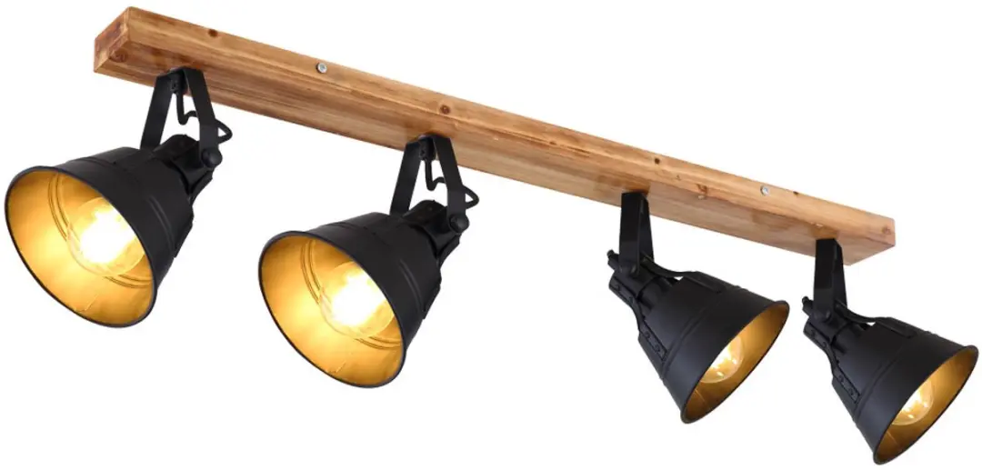 Globo Plafondlamp Spotlight Metaal 4x E27 82x24cm - Zwartbruin - afbeelding 6 van 6