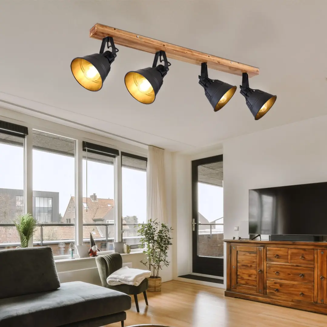 Globo Plafondlamp Spotlight Metaal 4x E27 82x24cm - Zwartbruin