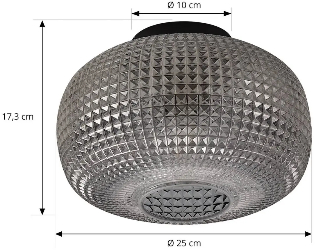 Lindby Plafondlamp 1 Licht - Ø25cm - Rookgrijs/Zandzwart