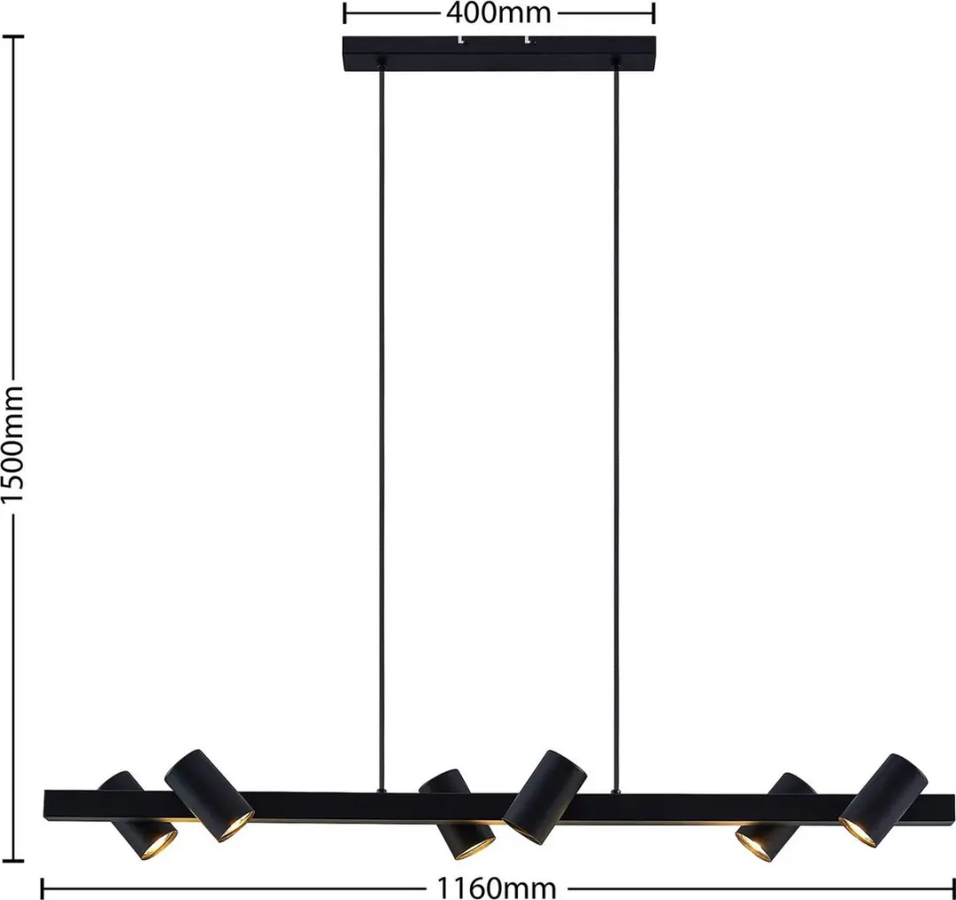 Lindby Hanglamp 6-Lichts GU10 - Zwart