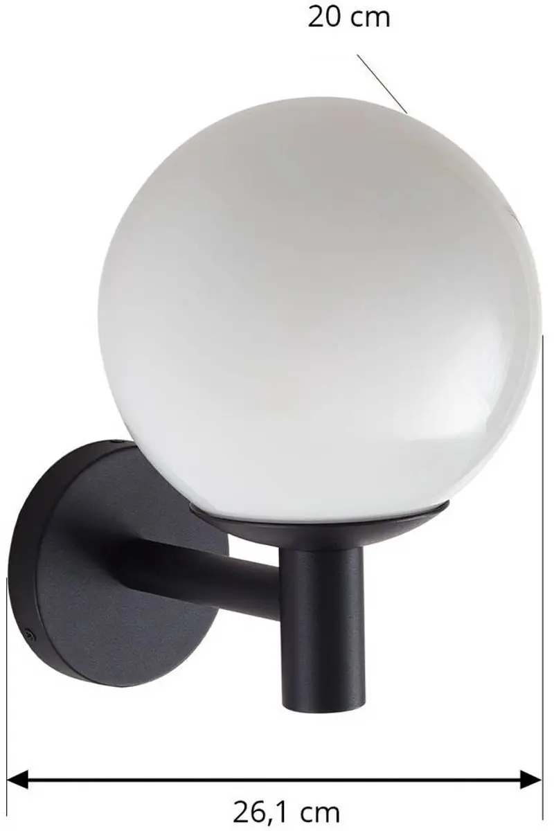 Lindby Wandlamp Glas Aluminium 1 Licht E27 - 28,8 cm - Zwart/Opaal