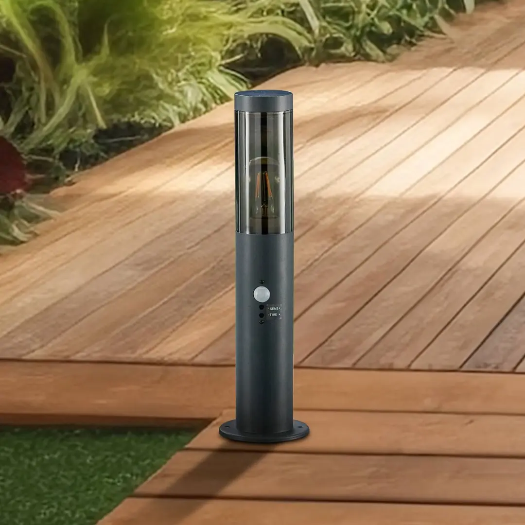 Lindby Sokkellamp E27 15W - Antraciet/Transparant
