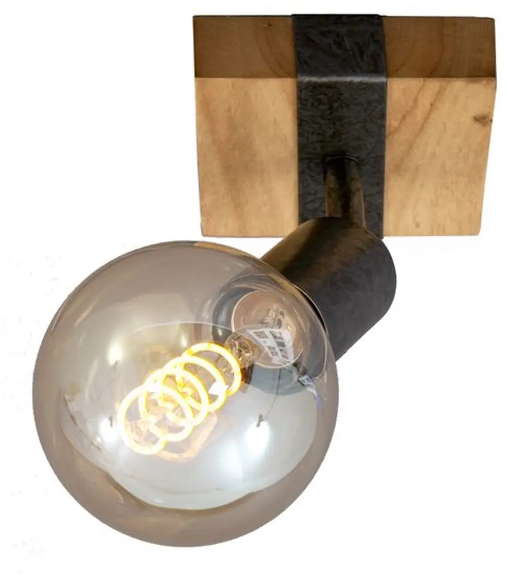 Briloner Wood Basic Wandlamp E27 - Hout/Metalen - Zwart