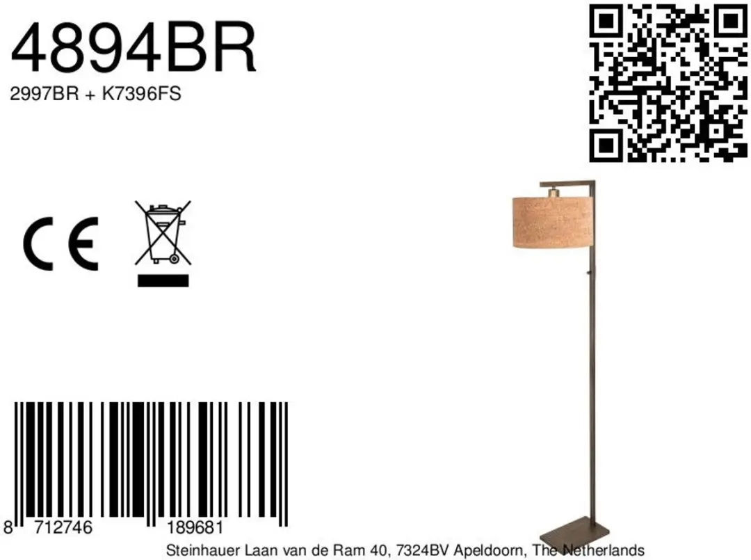 Steinhauer Bronzen Vloerlamp 4894BR - 160cm - afbeelding 6 van 6