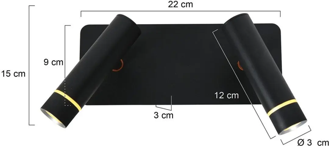 Steinhauer Volari 4713ZW Wandlamp - 2 Lichts - Zwart - afbeelding 6 van 6