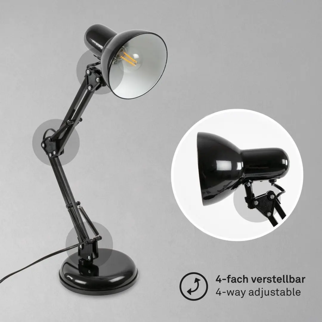 Briloner Industriële Tafellamp Zwart - E14 Fitting - afbeelding 6 van 6