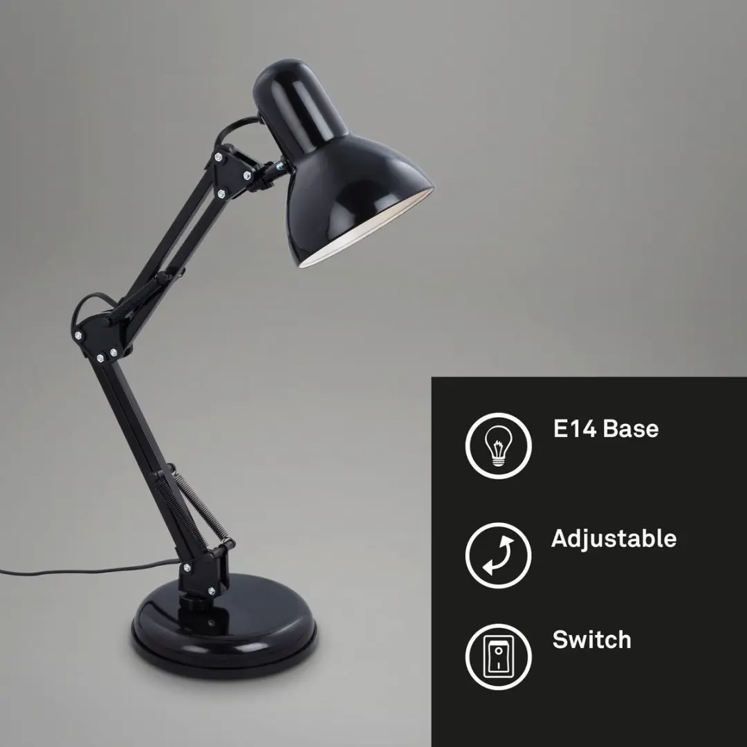 Briloner Industriële Tafellamp Zwart - E14 Fitting