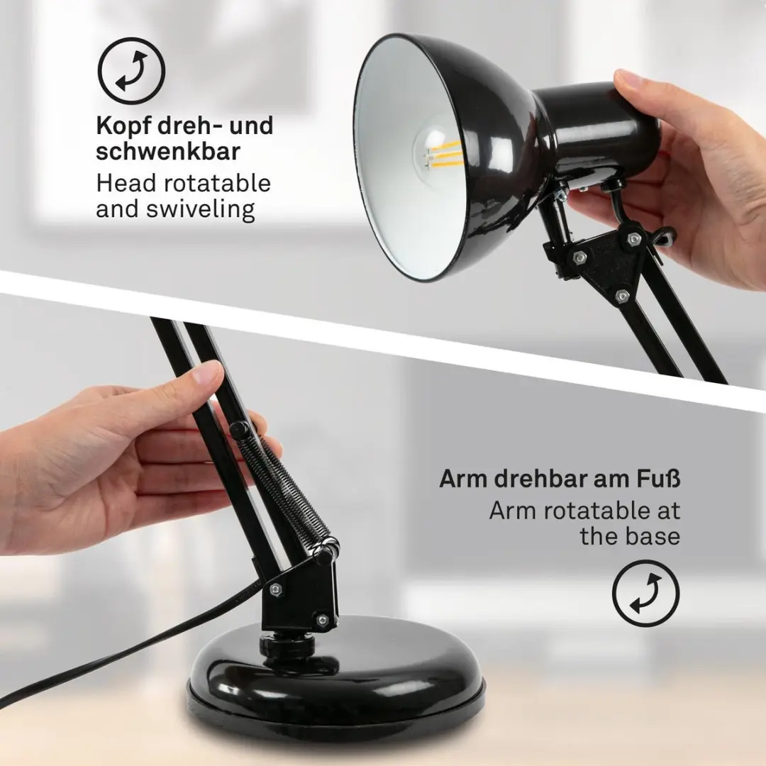 Briloner Industriële Tafellamp Zwart - E14 Fitting