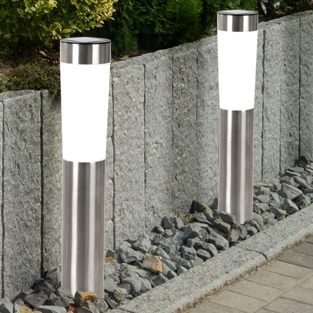 Globo Solarlamp RVS Grondspies - 4 Stuks - Ø7.5x56cm