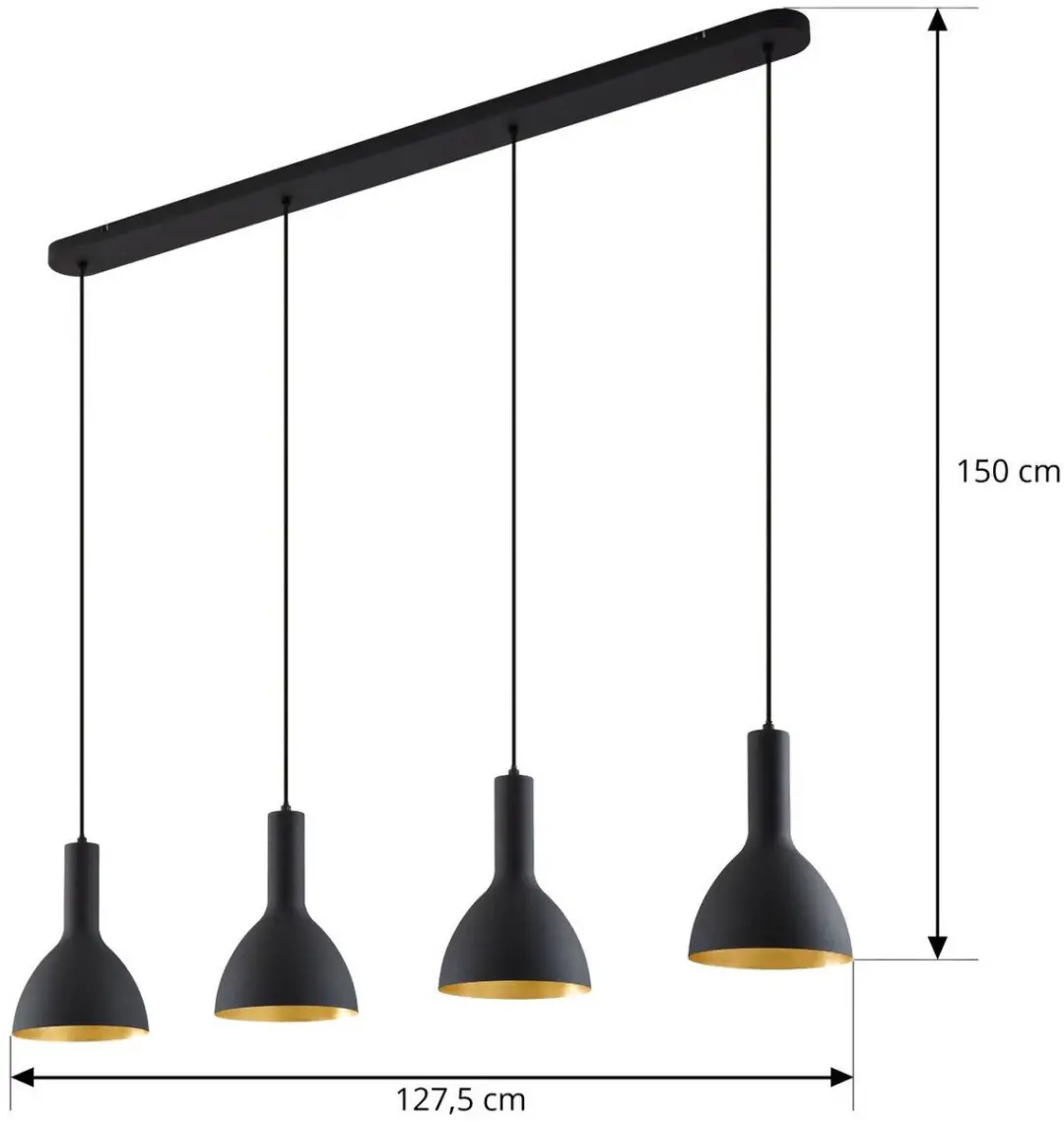 ARCCHIO Hanglamp 4-Lichts Staal - 17,5cm - E27 - Zwart/Goud