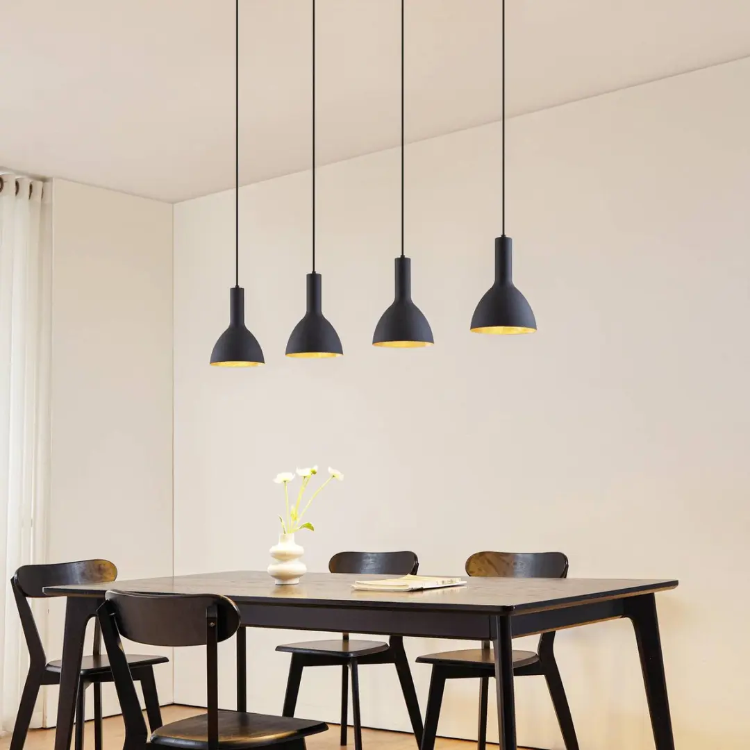 ARCCHIO Hanglamp 4-Lichts Staal - 17,5cm - E27 - Zwart/Goud