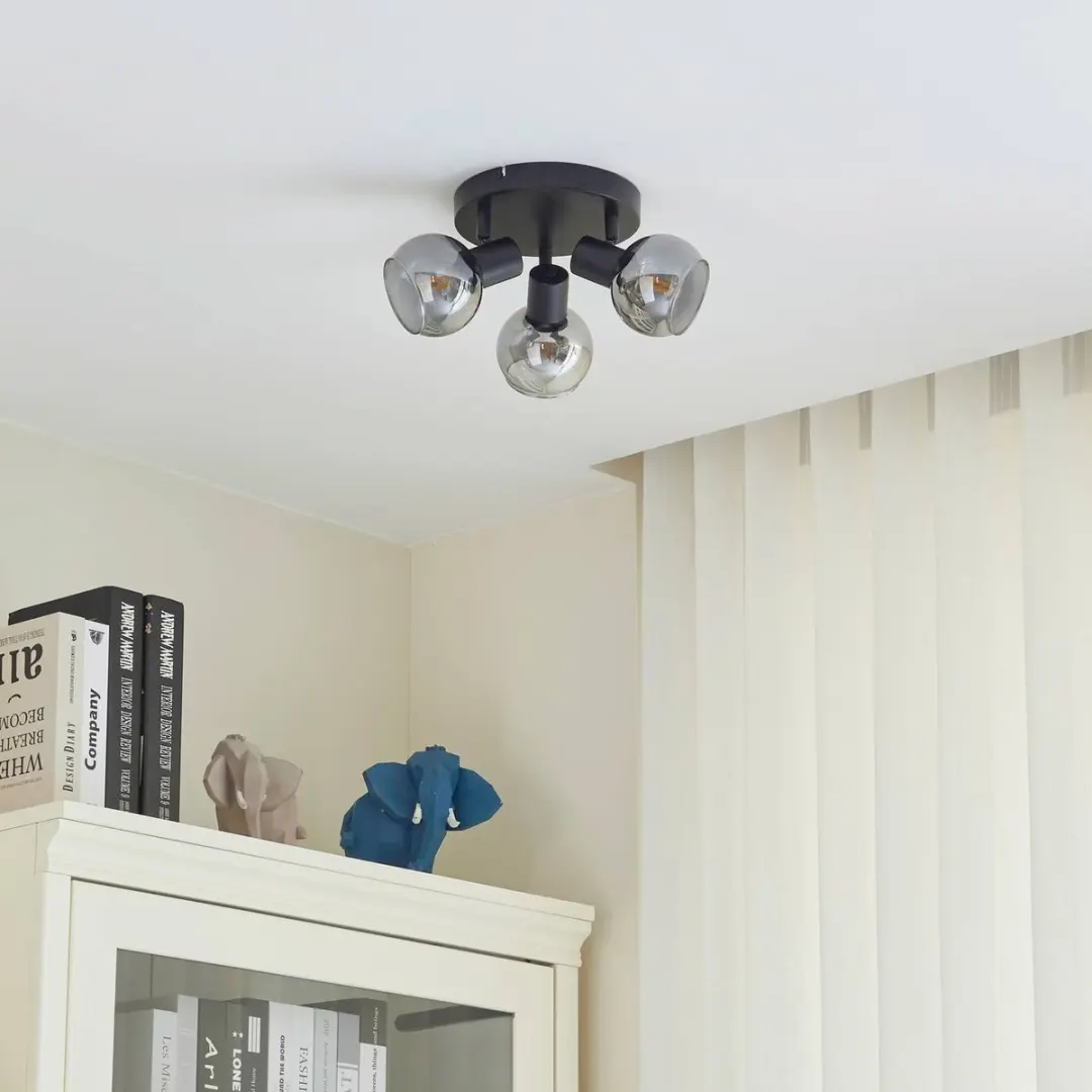 Lindby Buitenspot 3-lichts E14 - Ø35cm - Zwart/rookgrijs