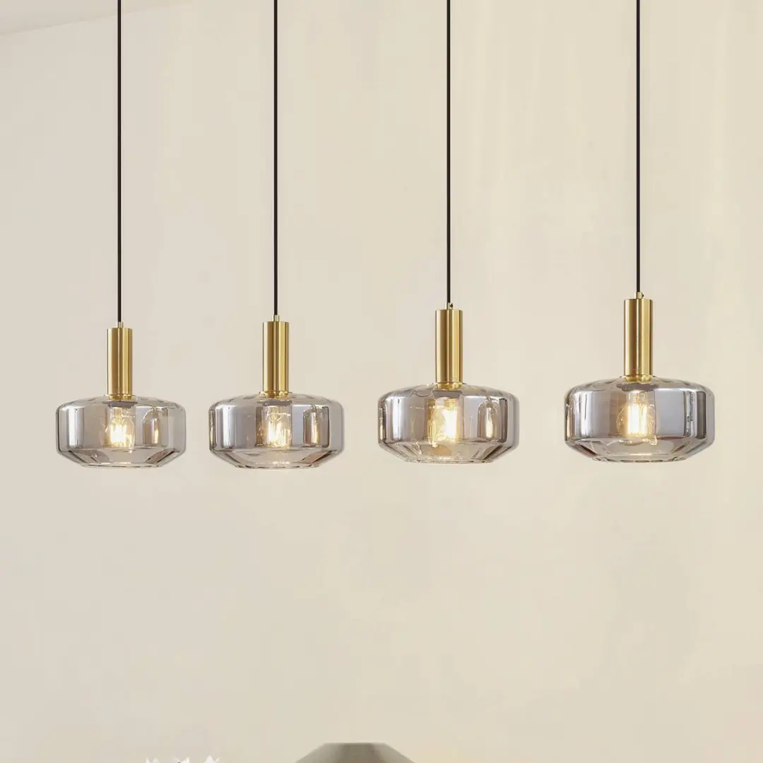 Lindby Hanglamp 4-lichts - Rookgrijs/Messing