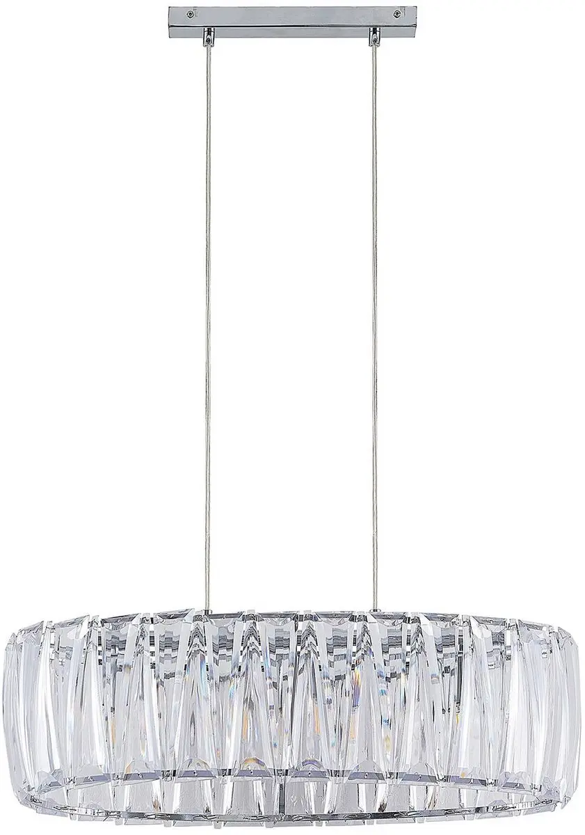 Lindby Hanglamp 3-lichts Acryl - Ø68cm - Transparant/Chroom