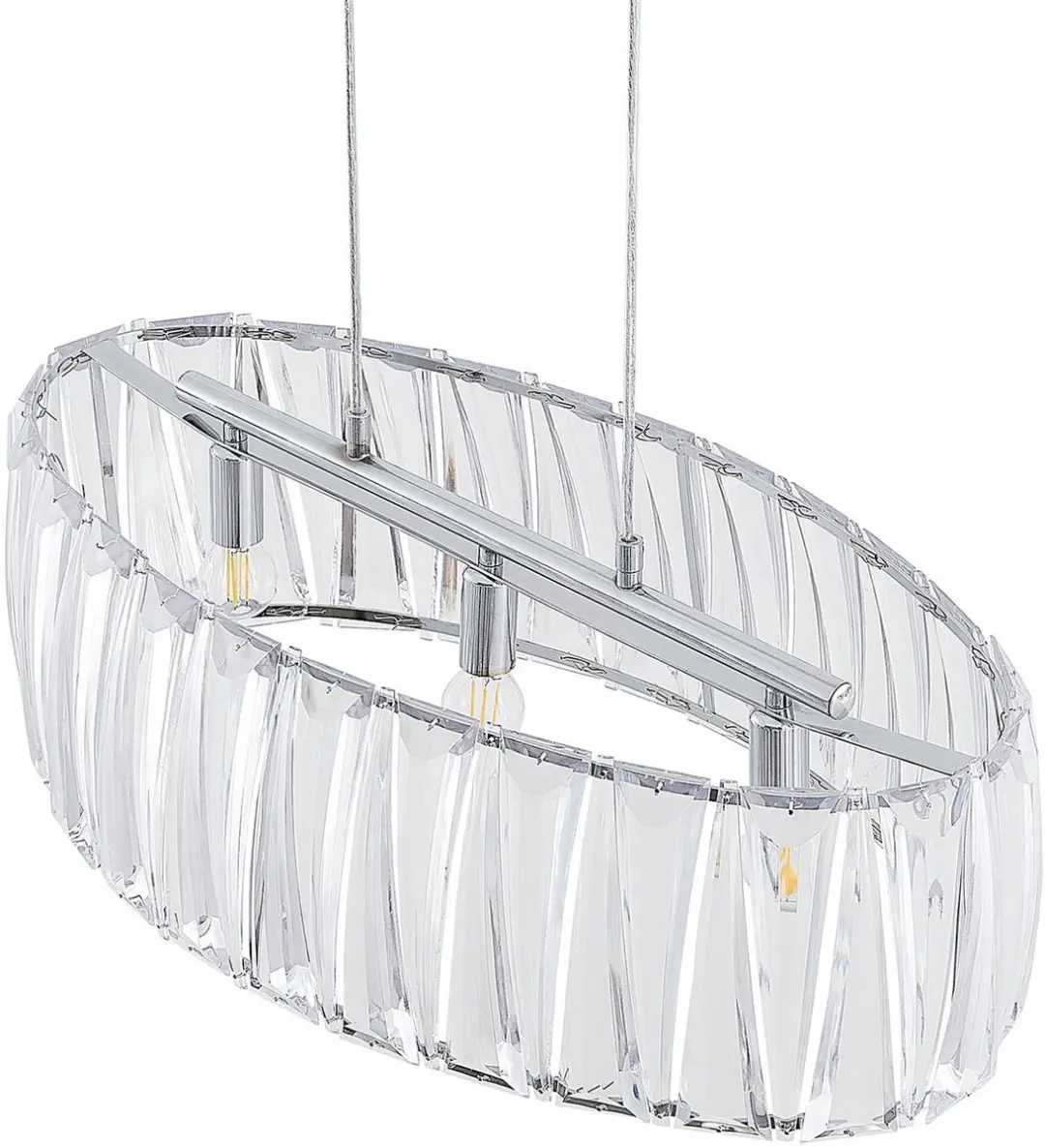 Lindby Hanglamp 3-lichts Acryl - Ø68cm - Transparant/Chroom - afbeelding 6 van 6